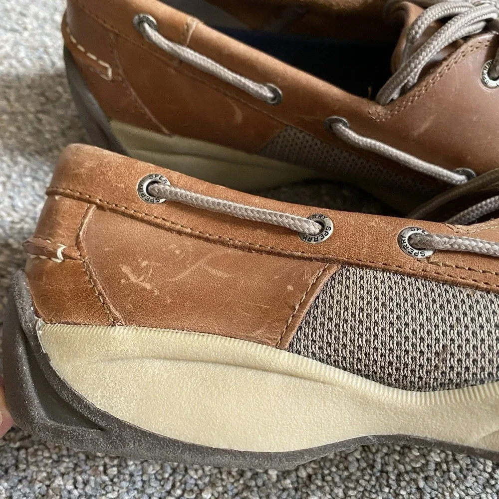 Sperry Billfish 3-eye Boat Shoes Men 12M EU 46 Brown Cognac Leather Cushioned
